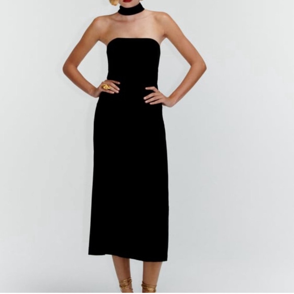 Zara Midi Dress with Choker and Draped Detail